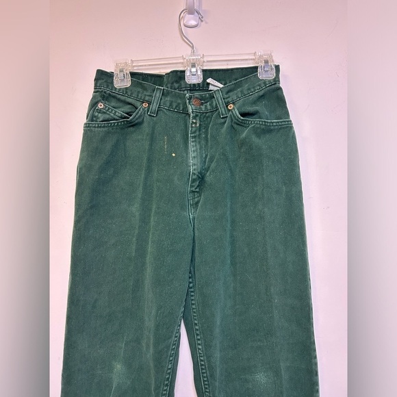 LEVI’S 912 Vtg 80s USA MADE Slim Fit Tapered Leg Orange tag Green Jeans tag 11 M - Picture 3 of 12